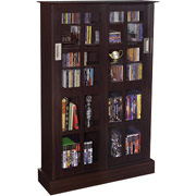 Windowpanes Media Storage Cabinet with Sliding Glass Door